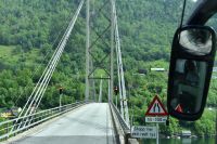 Hängebrücke über den Fyksesund (Nebenarm des Hardangerfjordes) aus den 1930er Jahren!