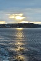 Sonnenuntergang über Kirkenes (zwei Stunden früher als normal, durch die fehlende Zeitverschiebung)