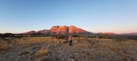 00243 Namibia - Sonnenuntergang auf Hohenstein, der Mond hängt auch schon da