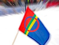 Die samische Flagge - das Symbol der Samischen Nation aus dem Jahr 1986