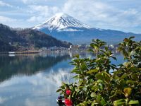 Kawaguchiko - Ausblick vom Kawaguchi-See auf Fujisan