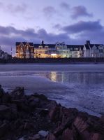 Unser Hotel Ommaroo bei Sonnenuntergang auf Jersey