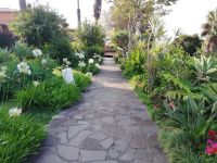 Die Wege umsäumt von Blumen im Quinta-Garten