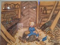 028 Schweden Lönneberga - hier schnitzt Michel (Illustration von Björn Berg)