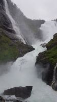 Flåmsbane - die steilste Eisenbahnstrecke der Welt - Fotostopp am Kjosfossen