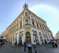 Schick herausgeputzte Häuser in der Innenstadt Zagrebs