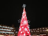 Rot mit weißen Sternen an der Plaza Mayor - Madrid