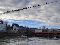 Inn-Fluß mit roter Brücke