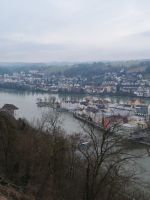 Ausblick von der Feste Oberhaus  in Passau zum Zusammenfluss der Flüsse Donau, Ilz und Inn