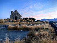 Kirche des Guten Hirten Lake Tekapo am Morgen 