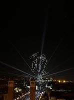 Gorilla aus Drohnen zu Silvester in Barcelona