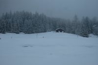 Verschneite Landschaft am Albula-Tunnel