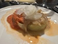 Vorspeise: geschmorte Kohlroulade