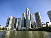 Skyline von Singapur am Clarke Quay