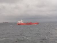 DFDS Fähre. Grauer Morgen vor Amsterdam