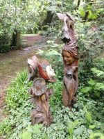 Holzskulpturen auf der Insel, Isola del Garda