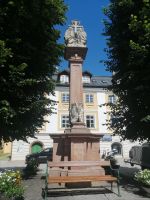 Stadtrundgang in Bad Aussee: die Pestsäule zum Dank dafür, dass Aussee von der Epidemie verschont geblieben war.