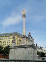 Stadtrundgang in Brünn, Pestsäule auf dem Námestí Svobody, Freiheitsplatz