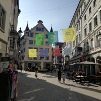 Die farbenfrohe Innenstadt von St. Gallen