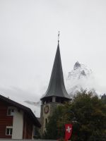 Zermatt, Ortskirche mit seltenem Blick zum Matterhorn...