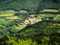 Die Karstdörfer liegen inmitten von Weinreben und Wald