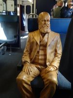 ... mit geschnitztem Alfred Escher, dem Initiator des Gotthardprojektes...