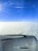 Auf dem Flug nach Toronto sind wir über den Wolken