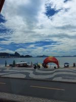 Blick auf Strand Copacabana und Zuckerhut in Rio de Janeiro Brasilien