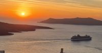 Santorin: Abendstimmung über der Caldera