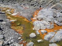 Das Wasser war sehr eisenhaltig, dadurch kommt es zu der orangenen Farbe.