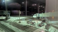 Ankunft im verschneiten Dresden in der Nacht