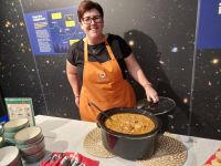 Joanna with Irish Stew at OM Sky Park