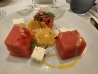 Vorspeise: Melone mit Schafskäse 