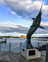 Schwertfischskulptur in Paihia in der Bay of Islands