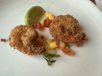 Vorspeise: Garnelen mit Kokoskruste