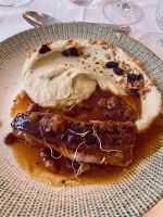 Entenbrust, Kardinal- und Orangenpüree