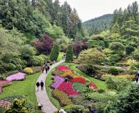 Blumenpracht im Versunkenen Garten der Butcharts Garten bei Victoria