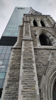 Spaziergang in Montreal, Saint-Sauveur Church vor dem Krankenhaus CHUM