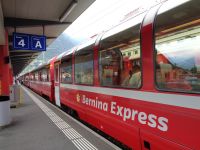 unser Zug am Bahnhof Tirano, Italien