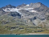 Blick vom Bernina-Pass zum Cambrena-Gletscher