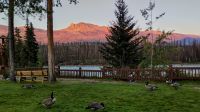 Blick von Baker's Chalets im Abendlicht