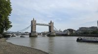 Tower Bridge und Themse bei Ebbe