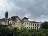 Blick zur königlichen Burg von Jajce