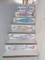 Fischtreppen in das ein Spezialitäten Laden auf Lipari - Sizilien 