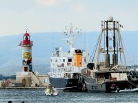 Blick auf bemalten Leuchtturm von St.Tropez 