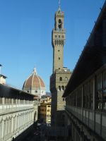 Florenz, der Blick aus dem Fenster der Uffizien lüftet die Augen ein wenig aus. 