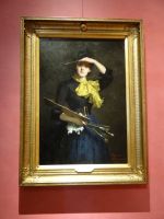 Florenz, Uffizien, die Künstlerin Thérese Schwartze van Duyl guckt keck den Betrachter an. 