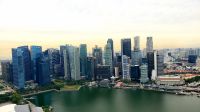 Große Rundreise Neuseeland: Blick vom Marina Bay Sands Hotel in Singapur. 