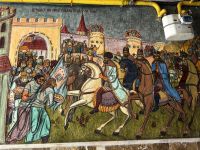 Wandgemälde, die Osmanen kommen - man beachte die Gasleitung