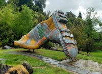 Große Rundreise Neuseeland: Taihape - die Gummistiefelweitwurf-Hauptstadt. 